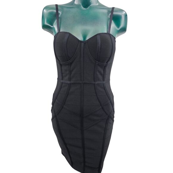 Haute Monde Black Bandage Sleeveless Bodycon Mini Dress Women's Size M 3628 - Picture 1 of 7